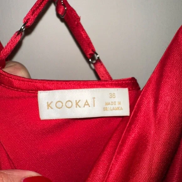 Kookai Red Satin Slip Dress with cowl neck size 36 ( us 4) - Picture 4 of 5